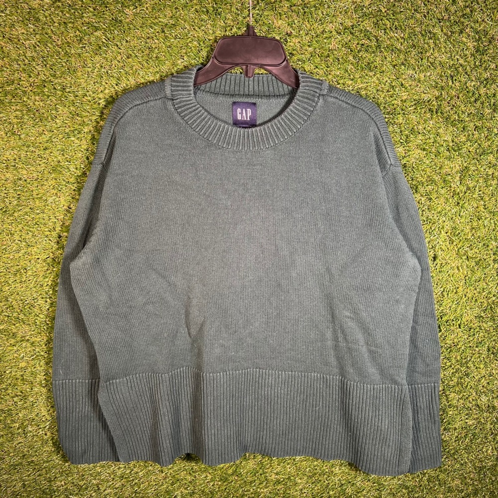 Gap Green Crewneck Ribbed Hem Pullover Sweater Large